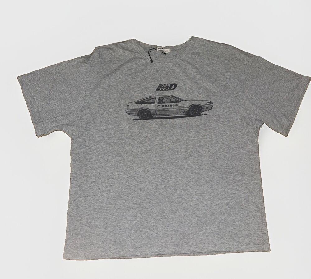 Initial D AE86 Toyota Trueno Anime Graphic T Shirt Mens XL Gray Manga JDM Drift